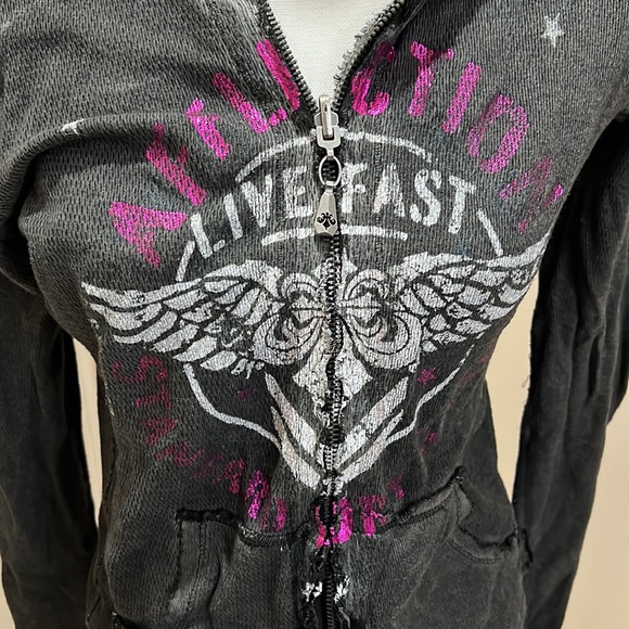 Affliction reversible zip up hoodie - Picture 2 of 10